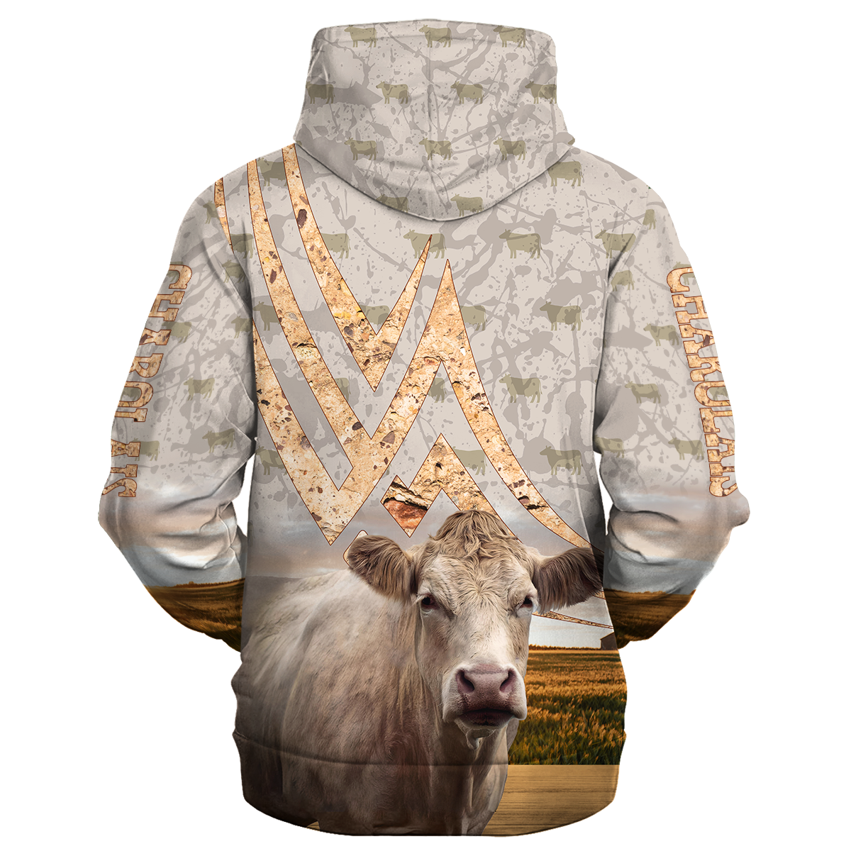 Charolais On A Stone Background Hoodie, Best Gift For A Farmer SO0500