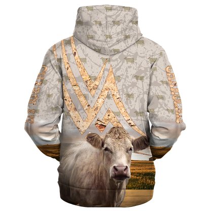 Charolais On A Stone Background Hoodie, Best Gift For A Farmer SO0500