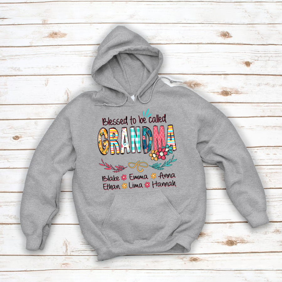 Blessed To Be Called Grandma And Kids Art Flower Hoodie SO0250