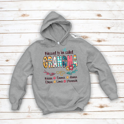 Blessed To Be Called Grandma And Kids Art Flower Hoodie SO0250