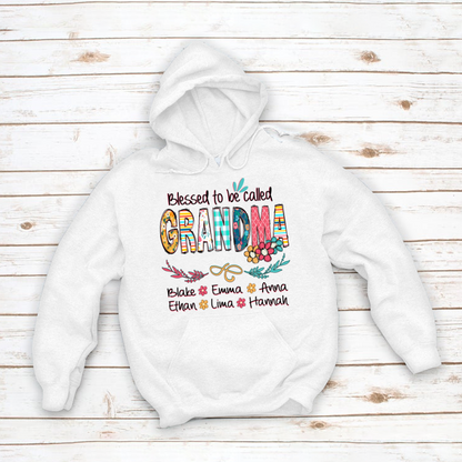 Blessed To Be Called Grandma And Kids Art Flower Hoodie SO0250