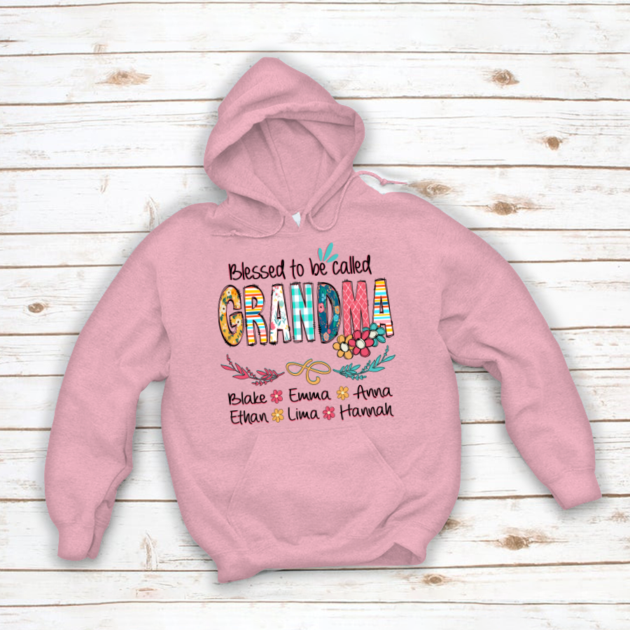 Blessed To Be Called Grandma And Kids Art Flower Hoodie SO0250