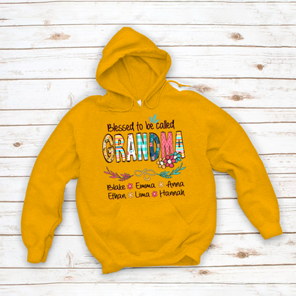 Blessed To Be Called Grandma And Kids Art Flower Hoodie SO0250