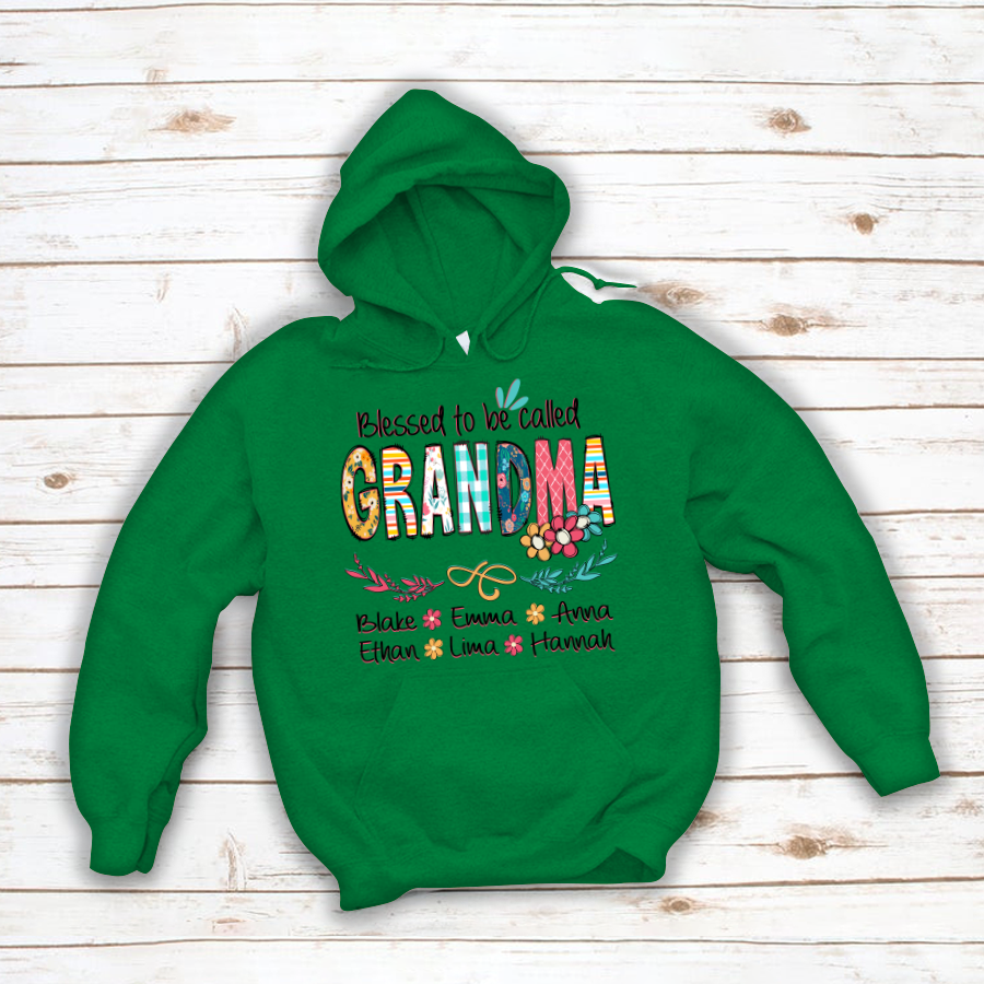 Blessed To Be Called Grandma And Kids Art Flower Hoodie SO0250