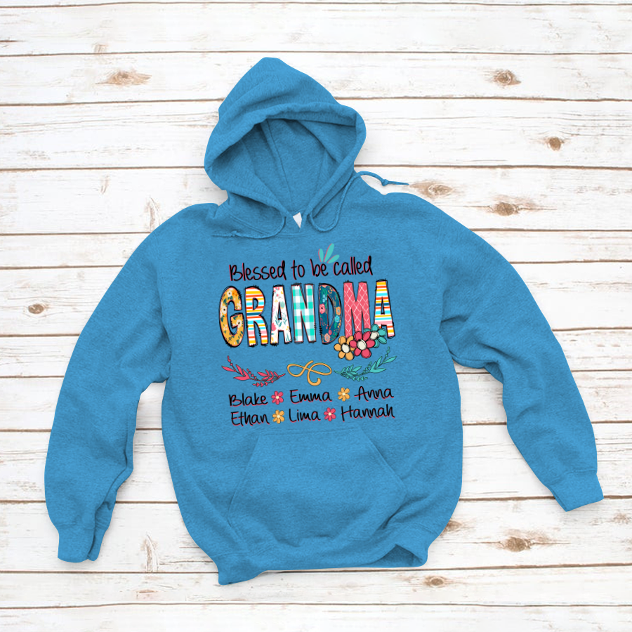 Blessed To Be Called Grandma And Kids Art Flower Hoodie SO0250