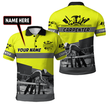 Personalized Name Yellow Carpenter Uniform 3D All Over Printed Unisex Shirts , Idea Gift for Carpenter TO3377