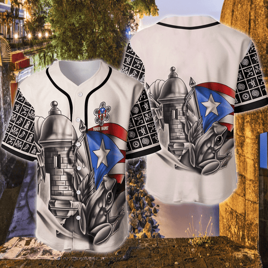 Personalized Custom Name Puerto Rico Coqui Sol Taino Baseball Tee Jersey Shirt Printed 3D SO0090