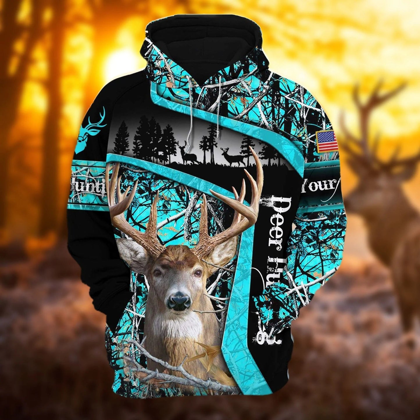 Personalized Deer Hunting Hoodie 3D All Over Print Multicolor Hunting Hoodie Hunter Gift SO0503