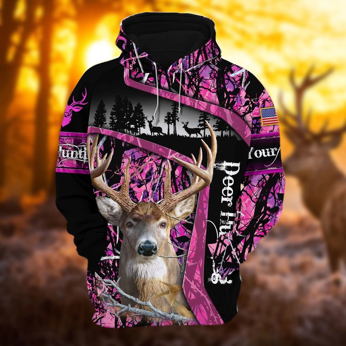 Personalized Deer Hunting Hoodie 3D All Over Print Multicolor Hunting Hoodie Hunter Gift SO0503