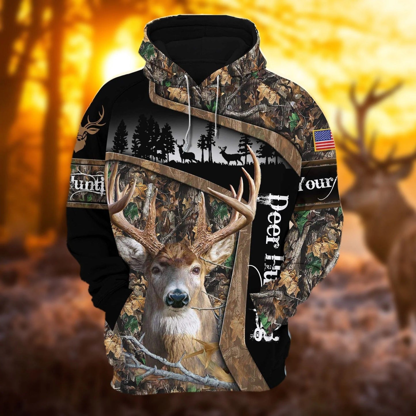 Personalized Deer Hunting Hoodie 3D All Over Print Multicolor Hunting Hoodie Hunter Gift SO0503