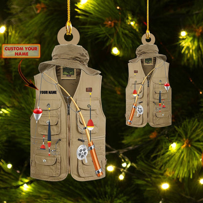 Personalized Fishing Vest Custom Shaped Acrylic Ornament for Fishing Lovers, 2D Flat Ornament OO1737