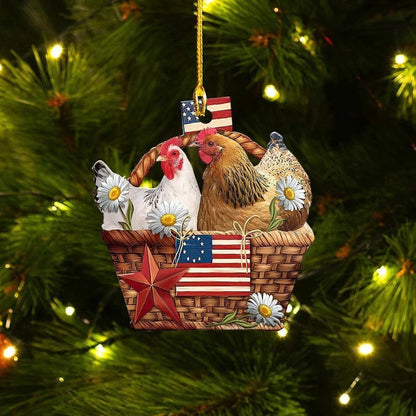 Customized Chicken Christmas Ornament for Farmer, Custom Shape Acrylic Chicken Ornament, 2D Flat Ornament OO1681