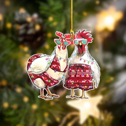 Customized Chicken Christmas Ornament for Farmer, Custom Shape Acrylic Chicken Ornament, 2D Flat Ornament OO1681