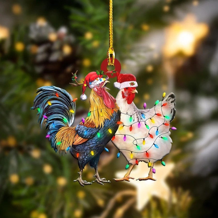 Customized Chicken Christmas Ornament for Farmer, Custom Shape Acrylic Chicken Ornament, 2D Flat Ornament OO1681