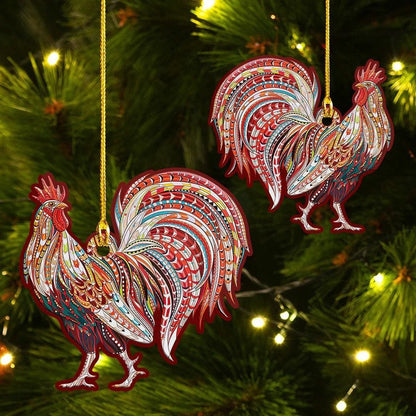 Customized Chicken Christmas Ornament for Farmer, Custom Shape Acrylic Chicken Ornament, 2D Flat Ornament OO1681