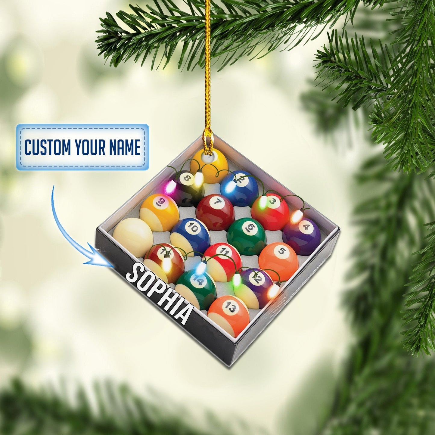 Personalized Billiards Pool Christmas Acrylic Ornaments, Gift for Billiard Player Pooler OO1735