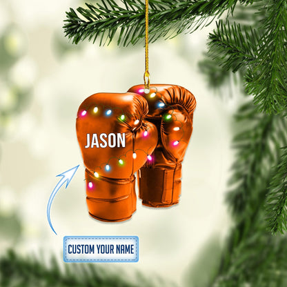 Personalized Boxing Glove Multi Color Christmas Ornaments, 2D Flat Ornament for Boxing Lover OO1777