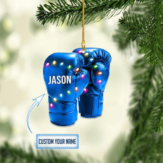 Personalized Boxing Glove Multi Color Christmas Ornaments, 2D Flat Ornament for Boxing Lover OO1777