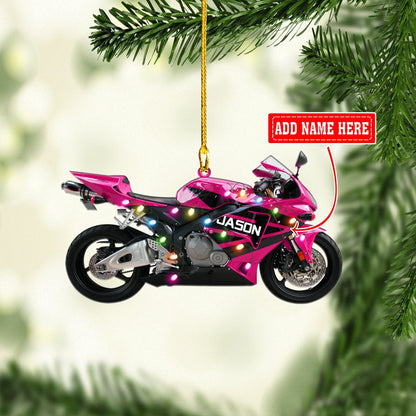 Personalized Name Motocross Multicolor Christmas Ornaments, 2D Flat Ornament for Motorcycle Lover OO1718