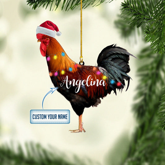 Personalized Chicken Merry Christmas Ornaments, Best Gift for Chicken Lovers, Farm Gift Christmas Ornament OO1682