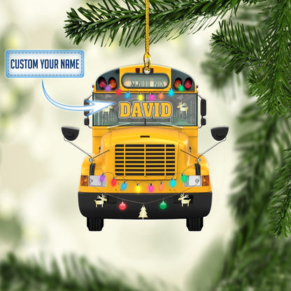 Personalized School Bus Light Christmas Shaped Acrylic Ornaments, Gift for Men, Driver Bus Gift OO1658