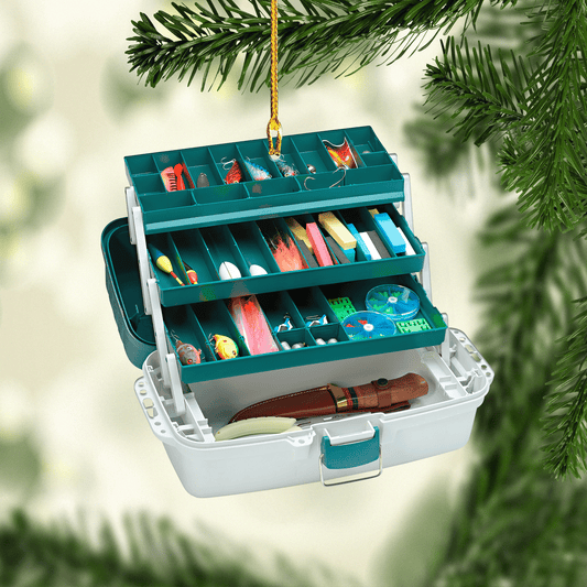 Fishing Tackle Boxes Christmas Ornaments, 2D Flat Ornament for Fishing Lover OO1741