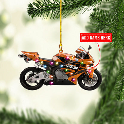 Personalized Name Motocross Multicolor Christmas Ornaments, 2D Flat Ornament for Motorcycle Lover OO1718