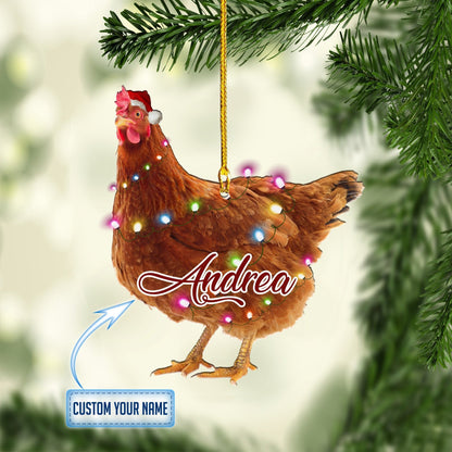 Personalized Chicken Merry Christmas Ornaments, Best Gift for Chicken Lovers, Farm Gift Christmas Ornament OO1682