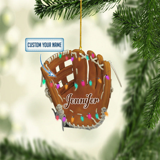 Personalized Name Softball Gloves Acrylic Shaped Ornaments, Christmas Ornament for Softball Player OO1754