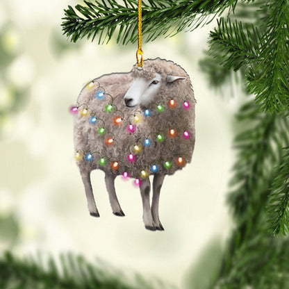 Sheep Christmas Light Acrylic Shaped Ornaments, 2D Flat Ornament OO1673