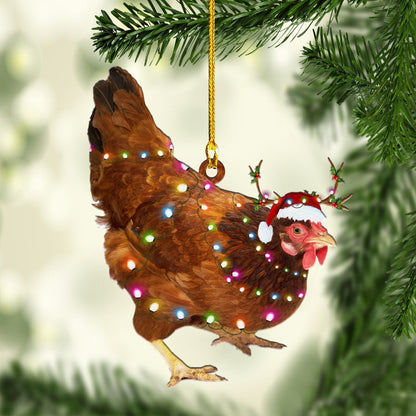 Personalized Chicken Merry Christmas Ornaments, Best Gift for Chicken Lovers, Farm Gift Christmas Ornament OO1682