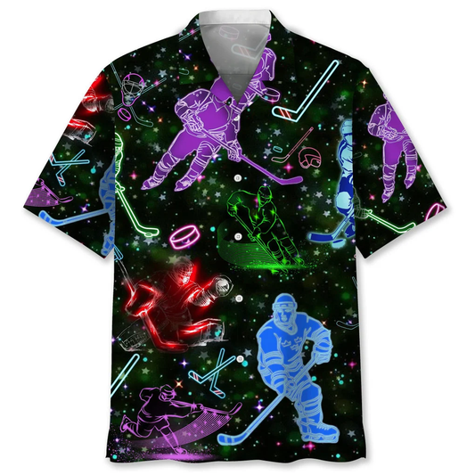 Hockey Neon Light Hawaiian Shirt, Summer Gift For Hockey Lovers HO3703