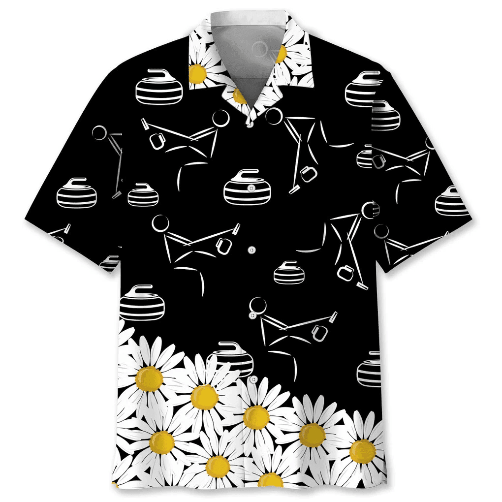 Curling Daisy Flower Hawaiian Shirt, Curling Sport Hawaii Shirt HO3719