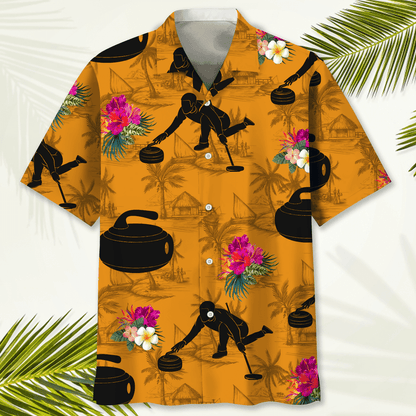 Curling Hawaiian Nature Hawaiian Shirt, 3D Printed Curling Sport Hawaii Shirt HO3717