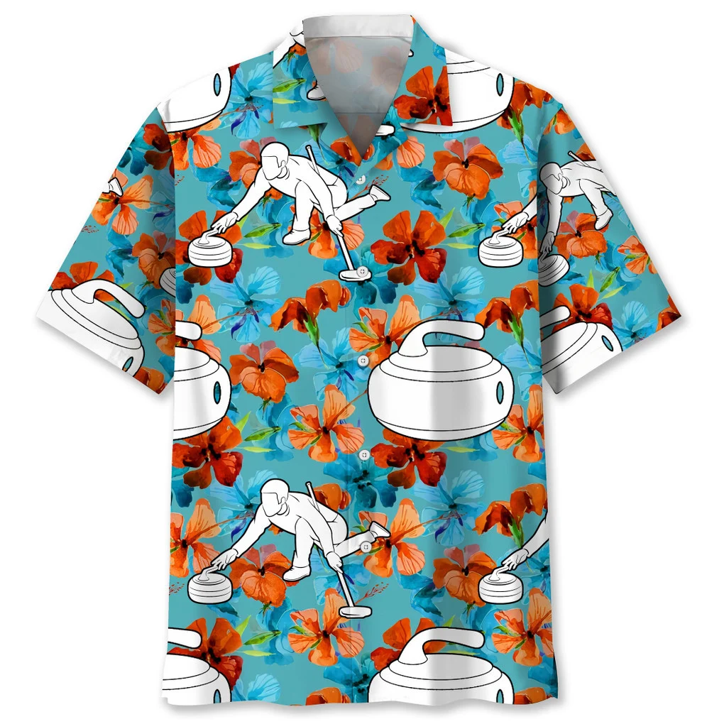 Curling Hawaiian Nature Hawaiian Shirt, 3D Printed Curling Sport Hawaii Shirt HO3717