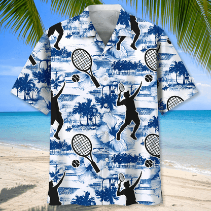 Tennis Blue Nature Hawaiian Shirt, Tennis Summer Shirt, Tennis Player Summer Party Shirt, Tennis Lovers Shirt Gift HO0153