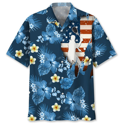 Tennis Usa Blue Tropical Hawaiian Shirt, Aloha Shirt, Casual Shirts, Shirt For Men, Short Sleeves Shirt, Beach Shirt HO0497