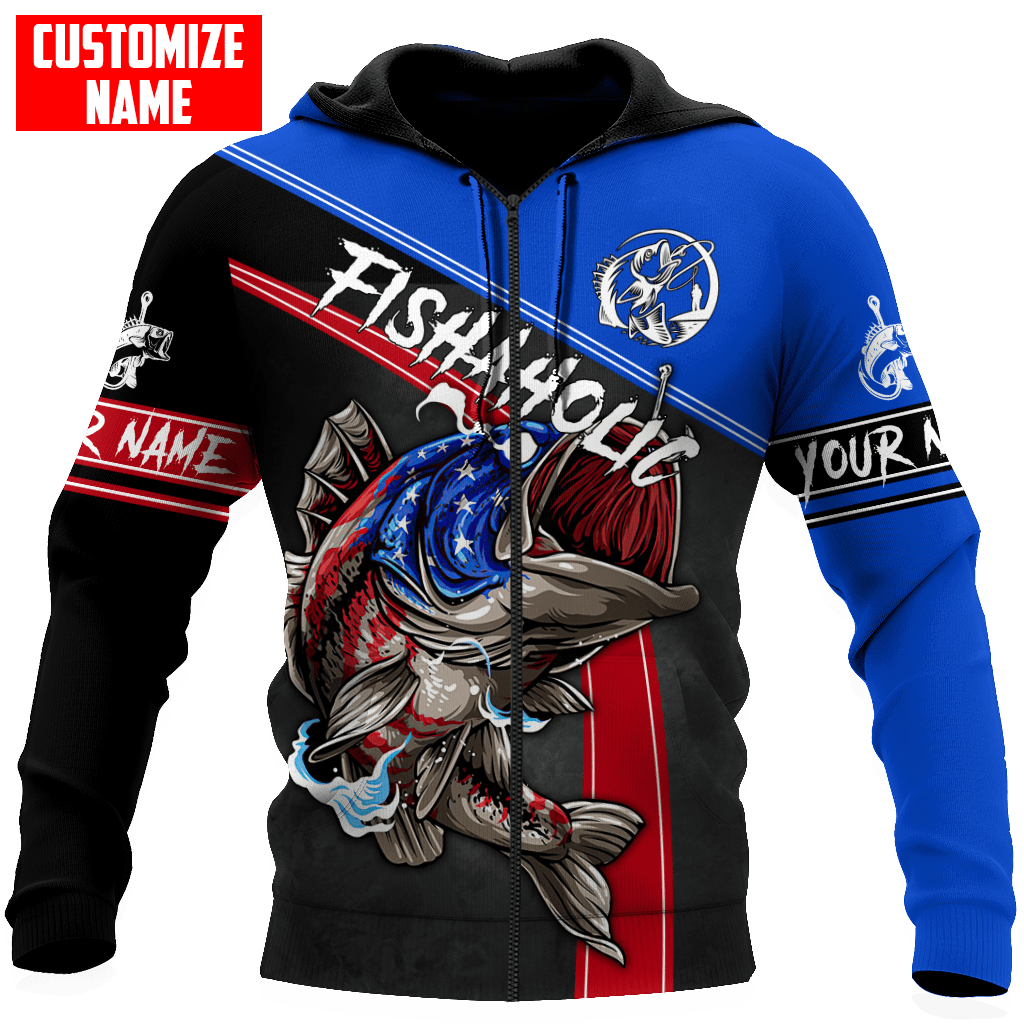 Personalized Bass Fishing Custom Name Vintage Us Fishaholic Hoodie, Fishing Hoodie for Man SO0441