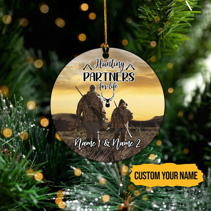 Personalized Father And Son Hunting Partners For Life Christmas Ornament SO0941