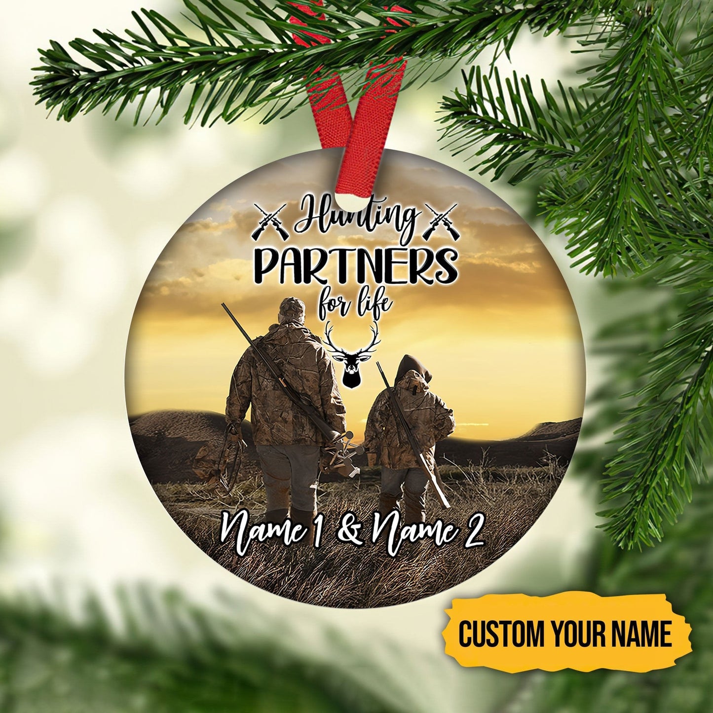 Personalized Father And Son Hunting Partners For Life Christmas Ornament SO0941