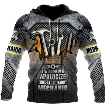 Personalized Name Tool Mechanic Pattern All Over Printed Hoodie Shirt, Perfect Shirt for Mechanical SO0461