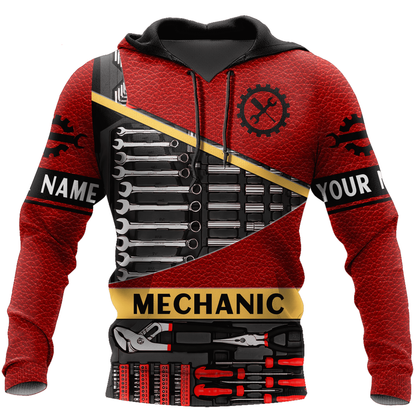 Personalized Name Tool Mechanic Pattern All Over Printed Hoodie Shirt, Perfect Shirt for Mechanical SO0461