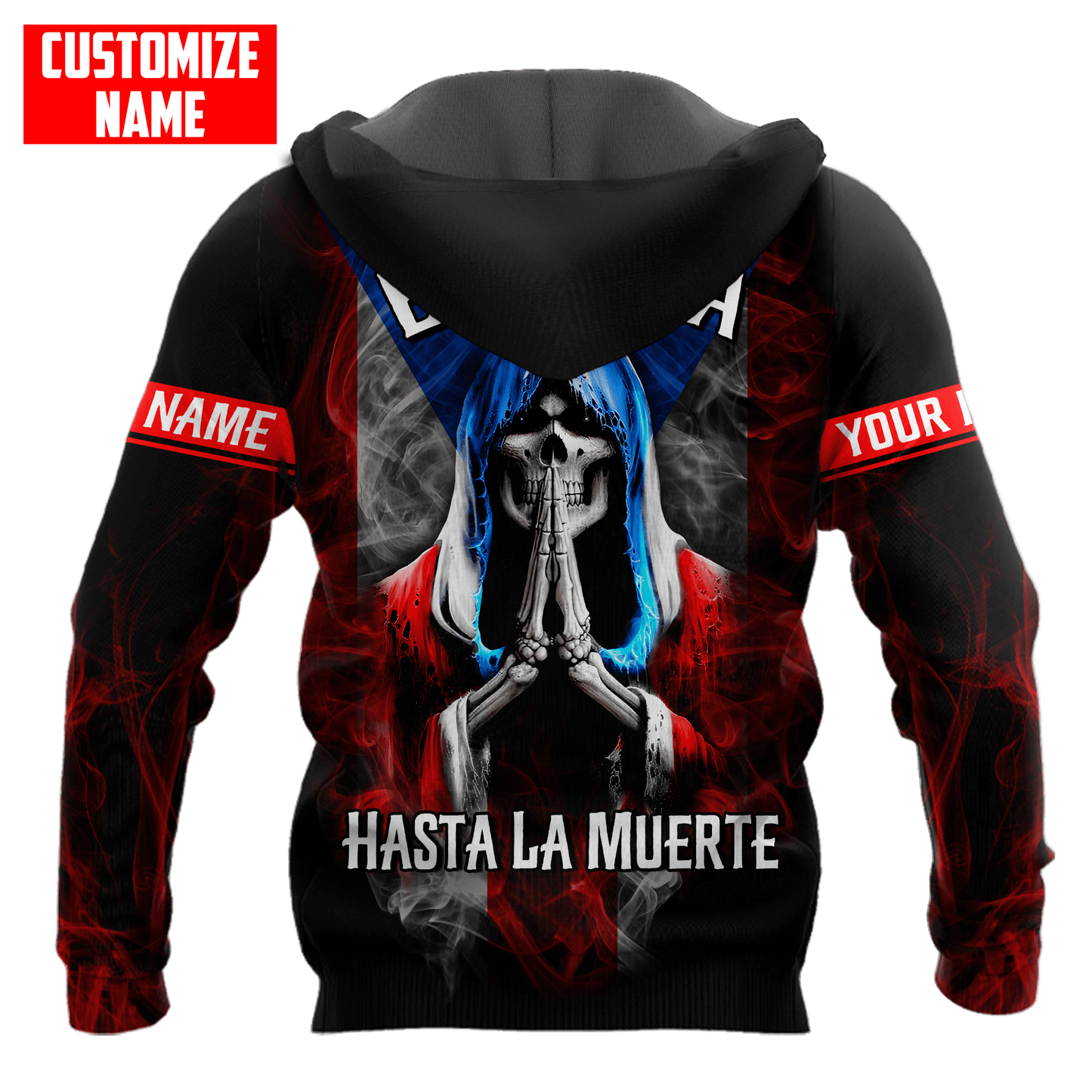 Personalized Name Peurto Rico Skull Boricua Hasta La Muerte Hoodie, Skull Hoodie Shirt SO0463