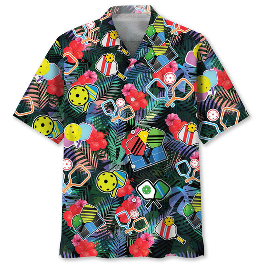 Pickleball Tropical Hawaiian Shirt, 3D Full Printed Pickleball Sport Hawaii Beach Shirt HO0126