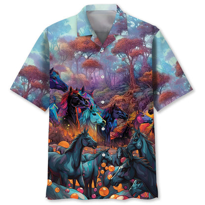 Horse Racing Tropical Color Hawaiian Shirt, Gift for Horse Lover, Horse Beach Hawaii Shirt HO3799