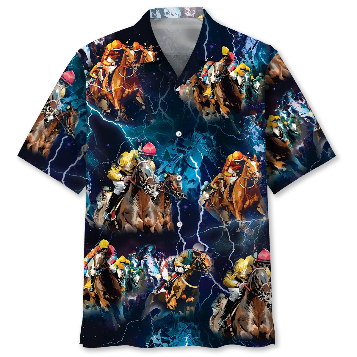 Horse Racing Tropical Color Hawaiian Shirt, Gift for Horse Lover, Horse Beach Hawaii Shirt HO3799