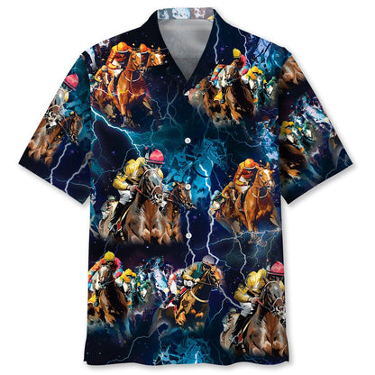 Horse Racing Tropical Color Hawaiian Shirt, Gift for Horse Lover, Horse Beach Hawaii Shirt HO3799