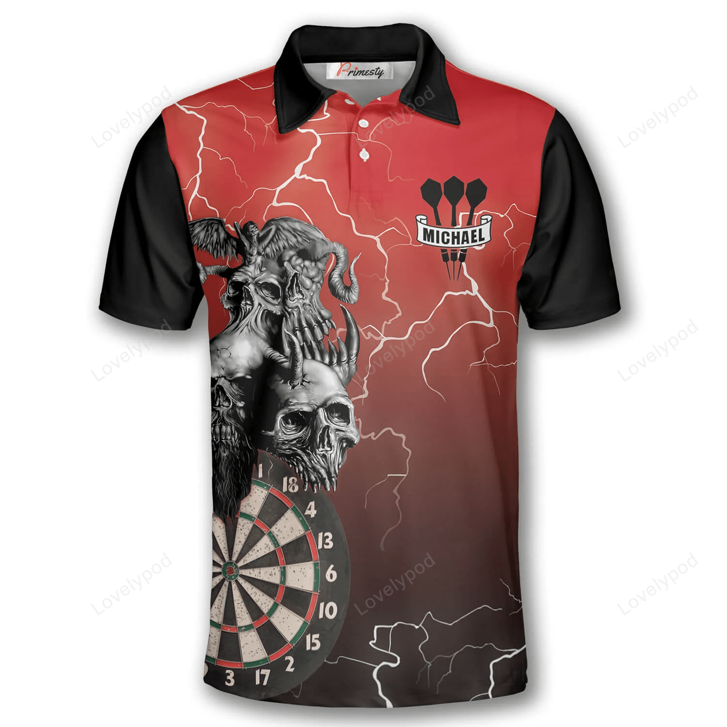 Tendpins Skull Lightning Fantasy Darts Personalized Name And Team Name 3D Shirt DMA0191