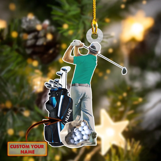 Custom name Gold player Shaped Ornament - Golf Gift - Christmas gift OO1801