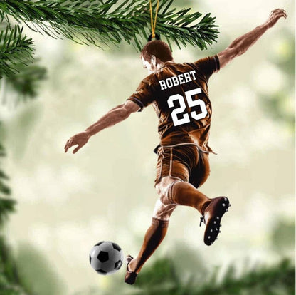 Personalized Color Ornament Play Soccer Acrylic Ornament, Christmas Ornament For Soccer SO0840